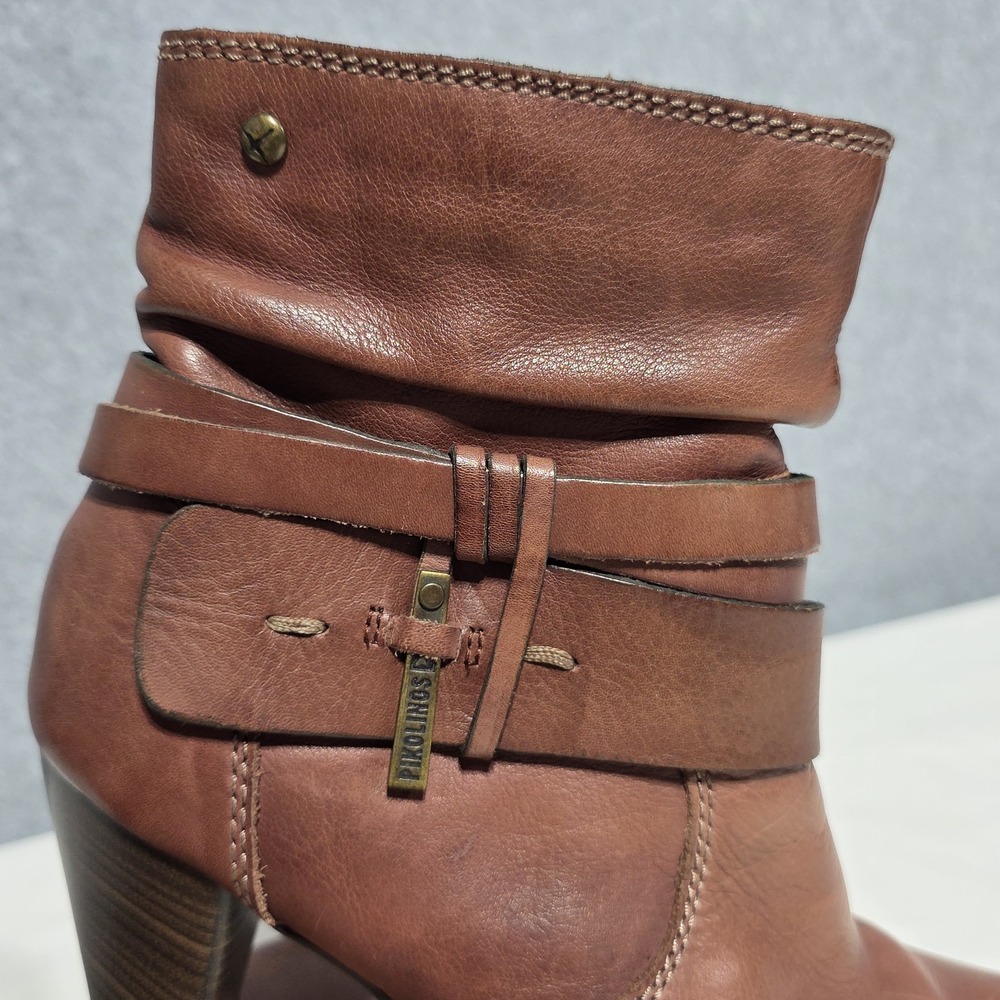 Pikolinos Women's Leather Ankle Bootie Side Zip Round Toe Comfort Brown US 5 - Picture 4 of 11